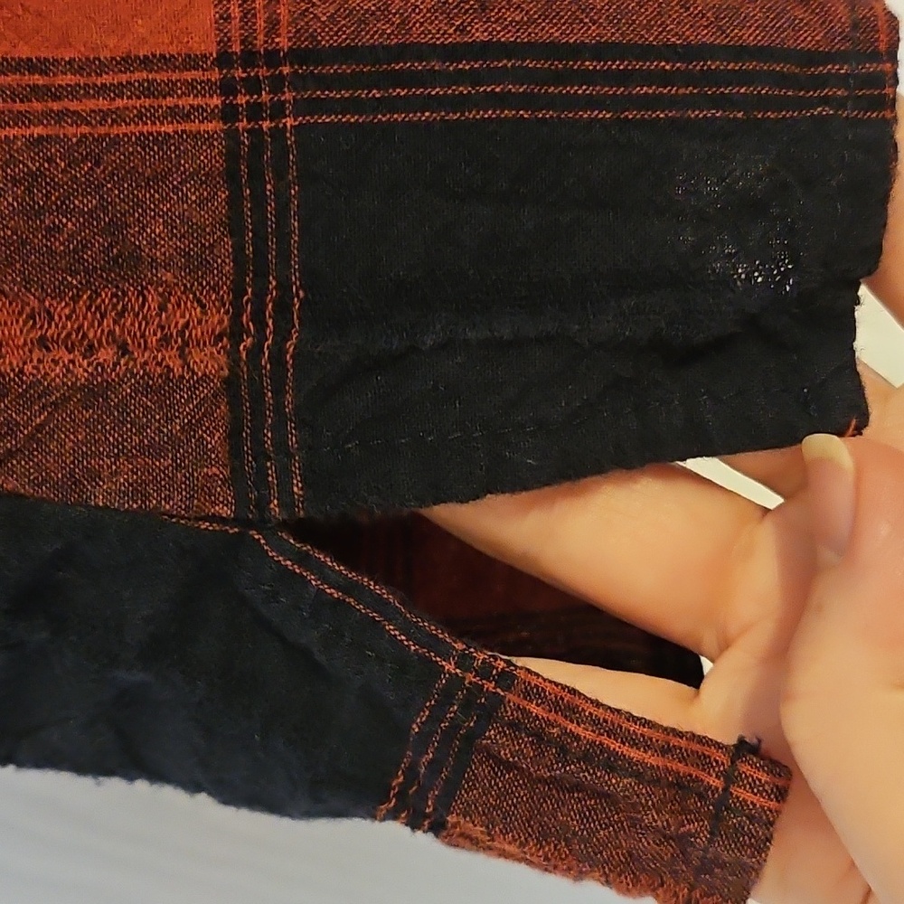 BCBGeneratiom Red and Blue Plaid and Check Blouse with Ruffles - Picture 8 of 15